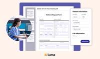 Fax Transform uses Luma’s Spark AI capabilities to automatically parse structured data from faxes including referrals, DME requests, and prescription refills.  At DENT Neurologic Institute, Fax Transform has resulted in 3x faster fax processing and 70% time savings on fax workflows.