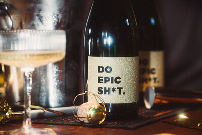 Close up of Do Epic Sh*t Do Méthode Champenoise Brut bottle.