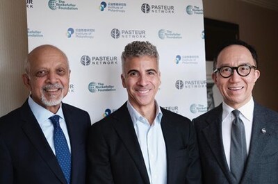 Pictured at the World Health Summit in Berlin are Dr Naveen Rao, Senior Vice President of the Health Initiative at The Rockefeller Foundation (left), Oscar Ceville, Executive Team Member of Pasteur Network (middle); and Dr Gabriel Leung, Director of the Institute of Philanthropy and Executive Director, Charities and Community of The Hong Kong Jockey Club (right)