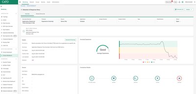 Cato DEM Stories in Cato XDR simplify identifying the root cause of a user experience issue, such as providing an anomaly experience graph and hop-by-hop analysis of the problem's source.