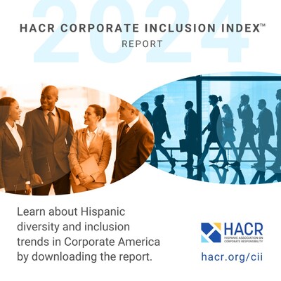 HACR Corporate Inclusion Index™ Report Cover with the Hispanic Association on Corporate Responsibility logo and two images of people professionally dressed