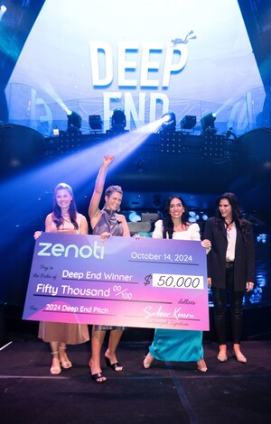 Drs. Staci Blume and Lacey Book of Well Infused win Zenoti's inaugural Deep End competition for budding entrepreneurs at Innergize 2024