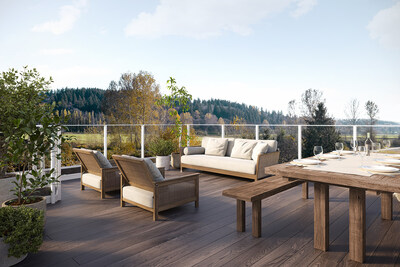 Enjoy outdoor living on the rooftop deck of each of the smaller homes