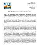 NGEx Minerals Increases Private Placement to C$175 Million (CNW Group/NGEx Minerals Ltd.)