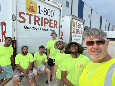 1-800-STRIPER® franchise owner Luke Menear and team stripe Amazon facility in Scranton, PA.