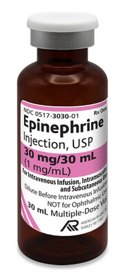 Epinephrine Injection, USP is supplied as a 30 mg/30 mL (1 mg/mL) multiple-dose vial in a shelf pack of one.