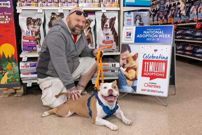 As the 11 millionth pet adoption, Jon Pepper adopted Sammy through a PetSmart Charities adoption event in Philadelphia. The nonprofit encourages potential pet parents to visit a PetSmart store to meet adoptable pets during National Adoption Week, October 21-27.  (Mark Stehle/AP Content Services for PetSmart Charities)