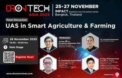 DronTech 2024 Session on UAS in Smart Agriculture & Farming with DEPA, Plant Pest Management Group Department of Agriculture Thailand, NAC Drone, Deputy Division Director of NECTEC