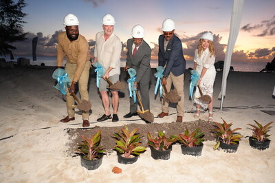 Left to Right: MP Kelvin Craig Simon - Antiguan Politician, Calvin Ayre Chairman of Ayre Group, St Claire Soleyn - Ministry of Tourism, The Honorable Prime Minister of Antigua and Barbuda Gaston Browne and Lucia Penrod Co-founder, CEO, Owner of Nikki Beach Group