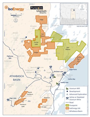 Figure 1: Joint Venture Portfolio, including 10 Projects Covering More Than 98,000 Hectares in the Athabasca Basin. (CNW Group/IsoEnergy Ltd.)