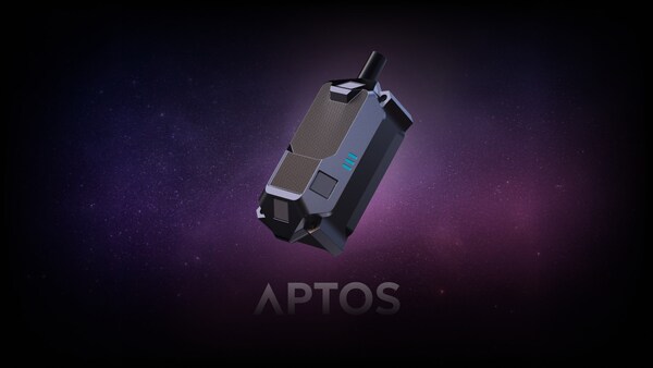 The Aptos terminal is a low size weight and power (SWAP) device for satellites that combines proprietary space-hardened processing, connectivity, and cloud services.