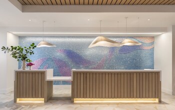 Hotel check-in and shimmer wall