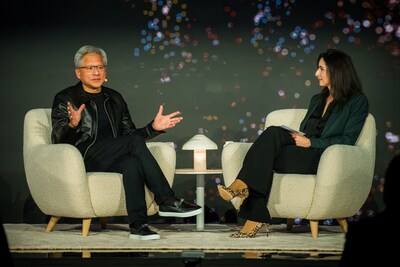 Gefion launch - Jensen Huang, founder and CEO of NVIDIA and Nadia Carlsten, CEO of DCAI at fireside chat.