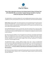 Pierre Fabre announce 1st Patient Dosed in Phase I/II of PFL-002/VERT-002, a targeted therapy in NSCLC with MET Alterations