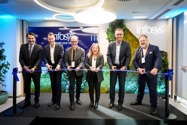 From Left to Right: Sushanth Tharappan, EVP & Head-HR, Infosys; Matthieu Caillat, Chief Operating Officer, AXA XL; Colm-cille Caulfield, Head of Department of Applied Mathematics and Theoretical Physics, University of Cambridge; Feryal Clark, Minister for AI and Digital Government; Karmesh Vaswani, EVP & Global Head Retail, Consumer Goods & Logistics, Infosys; and Howard Dawber, Deputy mayor of London for Business and Growth.