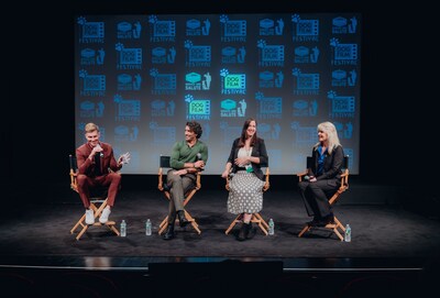 Justin Baldoni (second from left) participates in a panel about the crucial role of PTSD service  dogs for veterans at the 9th NY Dog Film Festival presented by Dog Chow.