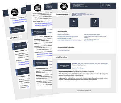 Revv AI software identifies vehicle Advanced Driver Assistance Systems (ADAS) to bring ADAS identification and a repair and service workflow to the vehicle repair. Revv's detailed reports give shop technicians an action plan to address each vehicle's safety and convenience systems when repairing those systems directly and repairing or servicing other systems that might affect ADAS components and functionality.