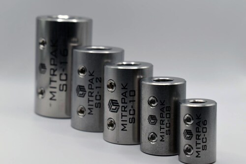 5 sizes of MITRPAK Rigid Set Screw Couplings