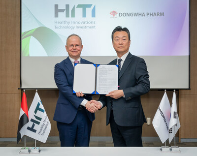 Abu Dhabi-based food tech investment firm HITI and Korean pharmaceutical manufacturer Dongwha Pharm signed a memorandum of understanding (MoU) to collaborate on the manufacturing and distribution of innovative biological functional ingestible ingredients. (PRNewsfoto/HiConf Seoul 2024)