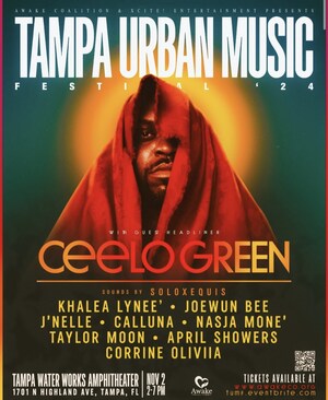 Tampa Urban Music Fest 2024; free concert hosted by Xcite Entertainment and The Awake Coalition, in show of support of hurricane victims, featuring Superstar CeeLo Green