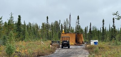 Figure 4: Trail accessible drill hole CV24-695, situated immediately proximal to CV5. (CNW Group/Patriot Battery Metals Inc.)