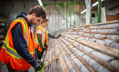 Figure 6: Drill core processing in core shack at site. (CNW Group/Patriot Battery Metals Inc.)