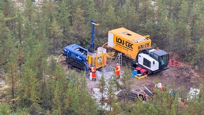 Figure 10: Drill hole CV24-696 (6-inch diametre) completed at CV5 for long-duration pump test to assess pit dewatering. (CNW Group/Patriot Battery Metals Inc.)