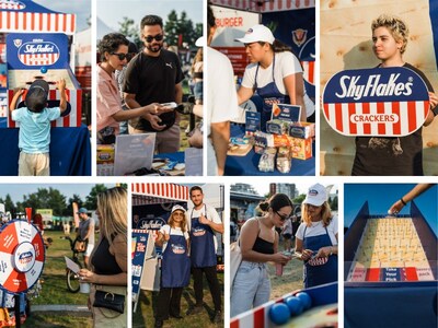 Attendees enjoying samples of SkyFlakes at the Canadian Food Truck Festivals across Pickering, Toronto, Hamilton, Brampton, and Burlington (CNW Group/Monde Nissin)