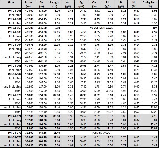 Table 1: Significant recent assay results obtained at the Lion Discovery zone