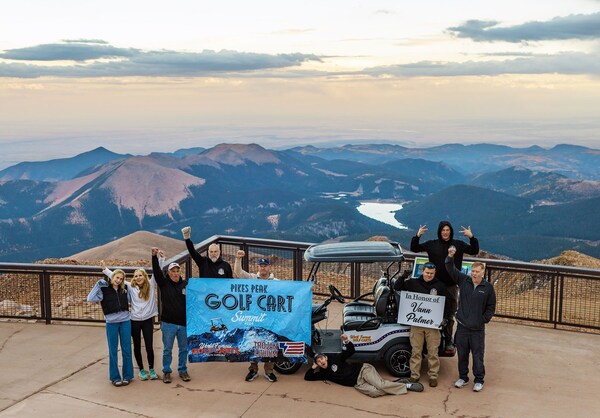 The Trojan Lithium OnePack powered a golf cart driven by Austin King, owner of World Famous Golf Carts, to the summit of Pikes Peak.