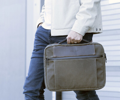 The new Tech Folio - in brown waxed canvas and chocolate full grain leather