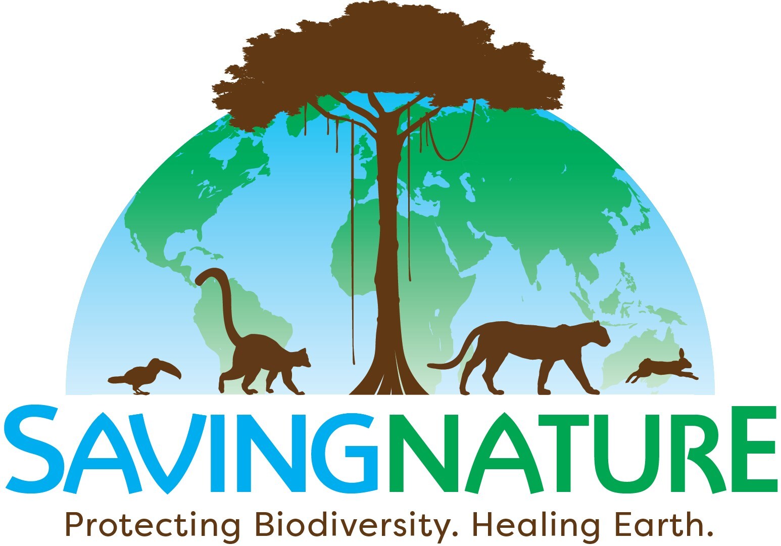 Saving Nature logo showing the globe and the endangered species that we are working to save. (PRNewsfoto/Saving Nature)