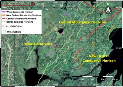 Figure 1. Wine Gabbro and Conductive Horizons (CNW Group/Nican Ltd.)