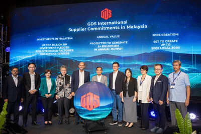 Malaysian government dignitaries and GDS International leaders witnessing the MoU signings with GDSI suppliers and local universities on commitments to investments and talent programs at the GDS International Supply Chain Ecosystem Summit 2024 in Johor Bahru, Malaysia. (PRNewsfoto/GDS International)