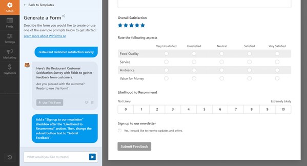 WPForms AI Form Builder