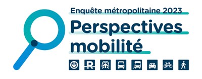 Logo enquête métropolitaine 2023 Perspectives mobilité (Groupe CNW/Autorité régionale de transport métropolitain (ARTM)) Logo enquête métropolitaine 2023 Perspectives mobilité (Groupe CNW/Autorité régionale de transport métropolitain (ARTM))