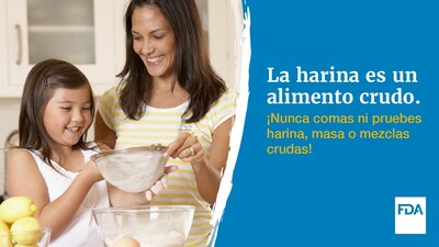 La harina es un alimento crudo. Nunca comas ni pruebes harina, masa o mezclas crudas.