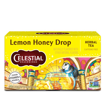 Lemon Honey Drop is a caffeine-free herbal tea that combines lemon and honey with 10% daily value of vitamin C in every cup. This delightful drinkable brew blends the subtle flavors of honey with sweet and tangy notes reminiscent of candied lemon, providing a bright, uplifting experience any time of day.