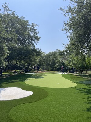 Custom residential putting green installation in Austin, TX, by LawnPop.