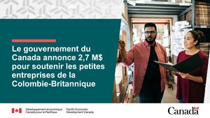 Le gouvernement du Canada annonce un financement de 2,7 millions de dollars pour appuyer les petites entreprises de la Colombie-Britannique