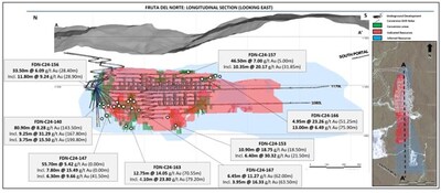 Figure 3: FDN long section showing selected conversion drilling results (CNW Group/Lundin Gold Inc.)