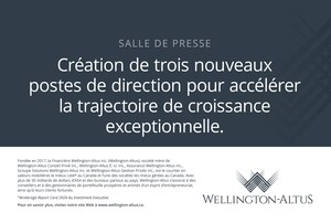 Wellington-Altus annonce trois nouveaux postes de direction pour appuyer les conseillers et accélérer la trajectoire de croissance