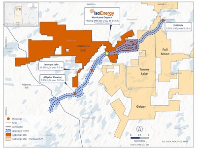 Figure 2 – Location map of the Larocque Trend spanning across IsoEnergy’s projects. (CNW Group/IsoEnergy Ltd.)