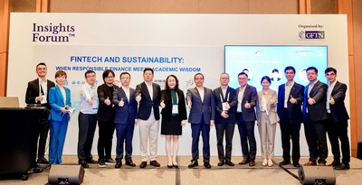 Photo: Sun Nianbei, General Manager of CCB Singapore (7th from left), Li Zhisheng, Vice President of SWUFE (7th from right) and their respective teams at the event