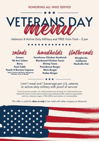 Veterans Day Menu