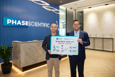 HKBN collaborates with INDICAID, an at-home test brand by PHASE Scientific, to introduce Hong Kong's pioneering"Monthly Select At-Home Testing Package”. (From left: Kenneth She, Chief Transformation Officer of HKBN; Ricky Chiu, Chairman and CEO of PHASE Scientific)