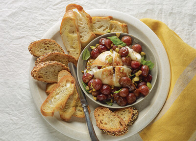 Balsamic-Roasted Grape and Burrata Crostini