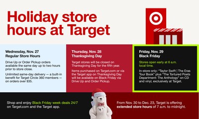 Holiday store hours at Target