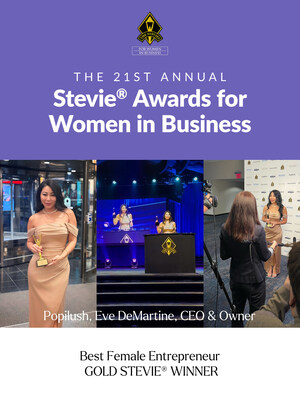 Eve DeMartine of Popilush Receives Stevie Award for Excellence in Women's Entrepreneurship