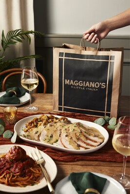 Guests dining at Maggiano’s can savor a three-course Thanksgiving meal that offers a variety of options to enhance their holiday experience, including two selections of entrées, pastas, sides, and desserts.